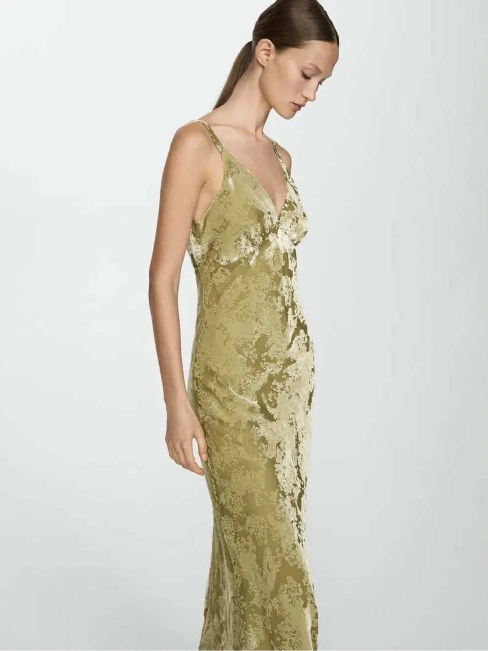 Mango Javier Burnout Velvet Maxi Dress
